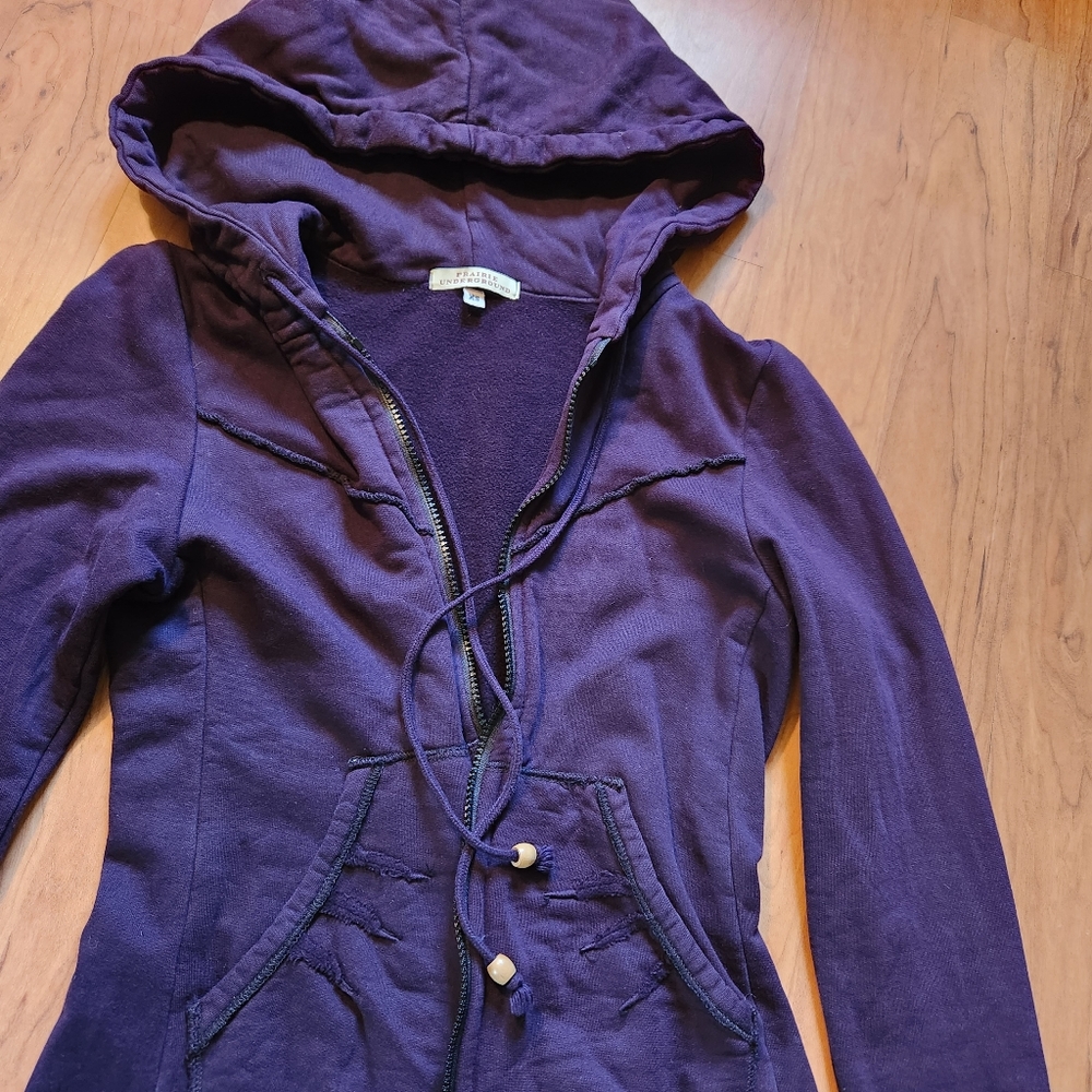 Prairie Underground Deep Purple Hooded Long Jacket - Picture 3 of 6